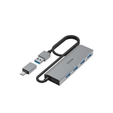 USB-HUB 4-POORTS USB3.2 GEN1 5GBIT/S INC USBC ADAP
