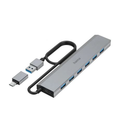 USB-HUB 7-POORTS USB3.2 GEN1 5GBIT/S INC USBC ADAP